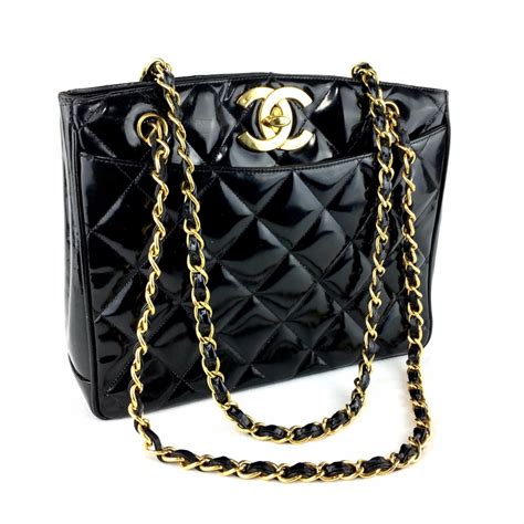 pink patent leather chanel purse|Chanel black patent leather bag.